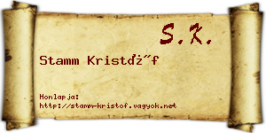 Stamm Kristóf névjegykártya